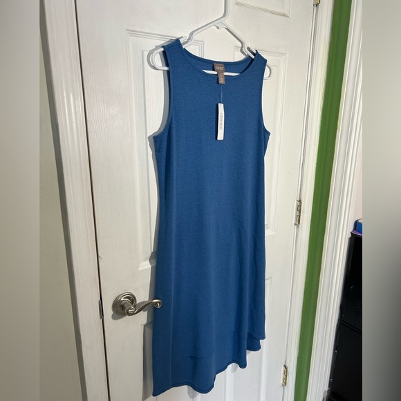 Chico’s Shoshoni High/Low Knee Dress - Bijou Blue Size Medium. Tank Style casual - Picture 5 of 10